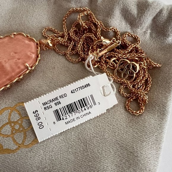 NWT Kendra Scott Macramé Reid Statement Necklace in Blush Wood 14k Rose … - Picture 9 of 15
